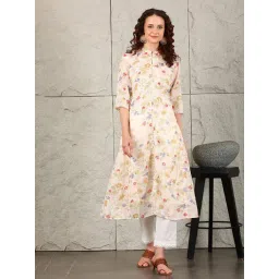W White Floral Print A-Line Kurta-picture-14