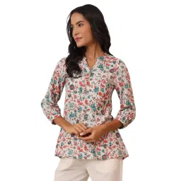 W White Floral Print Top-picture-10