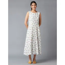 W White Floral Pure Cotton Midi Dress-picture-51