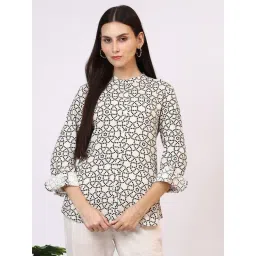 W White Geometric Print Shirt-picture-50