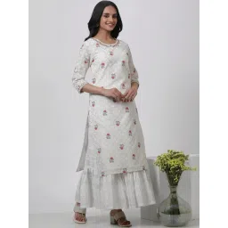 W White Organza Printed Straight Kurta image 5