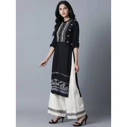 W Women Black Quirky Printed Kurta image 5