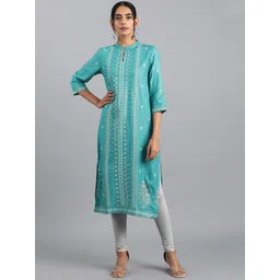 W Women Blue Ethnic Motifs Printed Kurta-picture-27