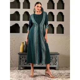 W Women Blue Festive Geometric Print Rayon Jumpsuit-picture-21