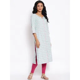 W Women Blue Geometric Printed Kurta-picture-29