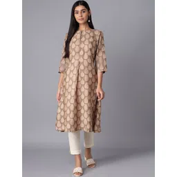 W Women Brown & Beige Floral Printed Kurta-picture-44