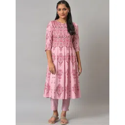 W Women Ethnic Motifs Printed Keyhole Neck Indie Prints Kurta-picture-19