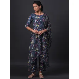 W Women Floral Printed Kurta with Trousers & With Dupatta-picture-17