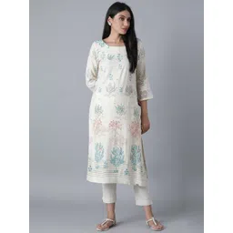 W Women Off White Floral Printed Kurta-picture-41