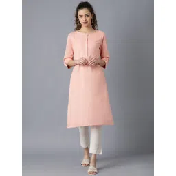 W Women Pink & White Kurta-picture-30