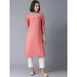 W Women Pink Embroidered Kurta-picture-41
