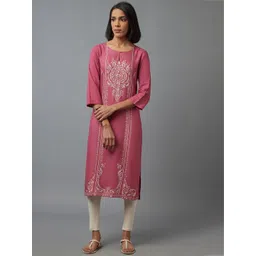 W Women Pink Ethnic Motifs Printed Kurta-picture-29
