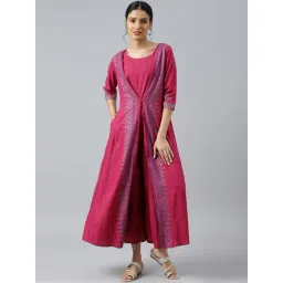 W Women Pink Festive Geometric Print Rayon Jumpsuit-picture-39