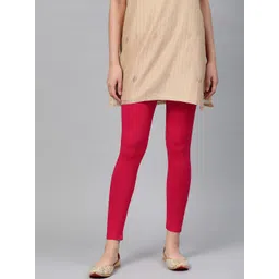 W Women Pink Solid Ankle Length Leggings-picture-44
