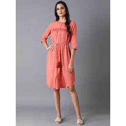 W Women Pink Solid Shirt Dress-picture-24