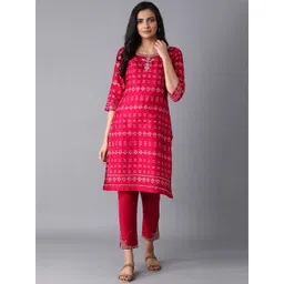 W Women Red Ethnic Motifs Printed Kurta-picture-13