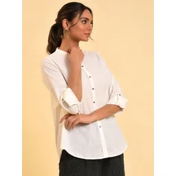W Women Solid Cotton Top image 3
