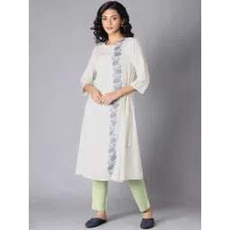 W Women White Floral Embroidered Thread Work Kurta-picture-27