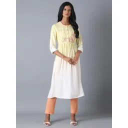 W Yellow & White Printed Straight Kurta-picture-43