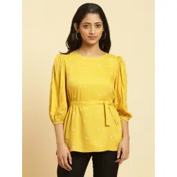 W Yellow Embroidered Top-picture-35
