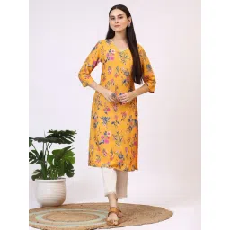 W Yellow Floral Print Kurta-picture-21
