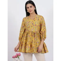 W Yellow Loose Fit Floral Print Tunic-picture-29