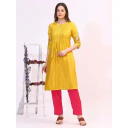 W Yellow Regular Fit Kurta-picture-32