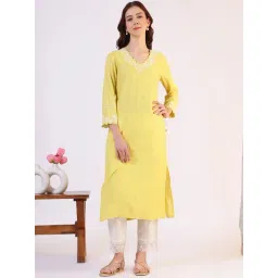 W Yellow Solid Kurta-picture-41