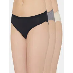 Wacoal Black & Grey Cotton Bikini Panties - Pack Of 3-image-48