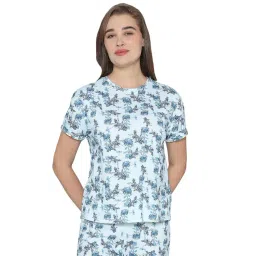 Wacoal Blue Cotton Comfort Fit Floral Pajama Set-picture-11