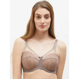 Wacoal Brown Non Padded Floral Lace Bra-picture-20