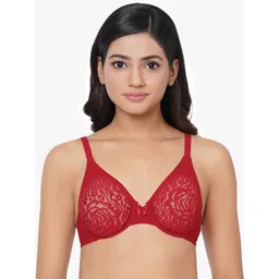 Wacoal Women Red Non Padded Underwired Full Coverage Lace Bra-picture-14