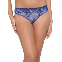 Wacoal Womens Embrace Lace Low Waist Medium Coverage Bridal Wear Bikini Panty-Blue image 1