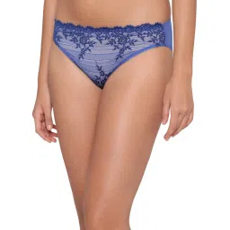 Wacoal Womens Embrace Lace Low Waist Medium Coverage Bridal Wear Bikini Panty-Blue image 3