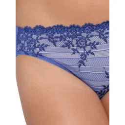 Wacoal Womens Embrace Lace Low Waist Medium Coverage Bridal Wear Bikini Panty-Blue image 4