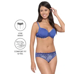 Wacoal Womens Embrace Lace Low Waist Medium Coverage Bridal Wear Bikini Panty-Blue image 5