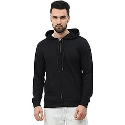 wafaa Men's Cotton Plain Hooded Neck Full Zipper Sweatshirt Hoodies with Kangaroo Pocket-picture-37
