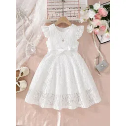 WAHOO Flutter Sleeve Net Fit & Flare Dress-picture-36