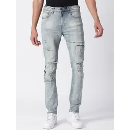 WAIMEA Men Blue Skinny Fit Mildly Distressed Heavy Fade Stretchable Jeans-picture-26