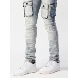 WAIMEA Men Blue Skinny Fit Mildly Distressed Heavy Fade Stretchable Jeans image 2