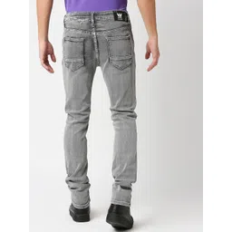WAIMEA Men Grey Skinny Fit Highly Distressed Heavy Fade Stretchable Denim Jeans image 5