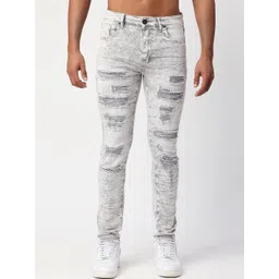 WAIMEA Men Grey Skinny Fit Highly Distressed Heavy Fade Stretchable Jeans-picture-10