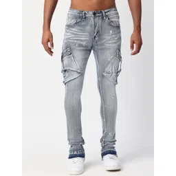 WAIMEA Men Grey Skinny Fit Mildly Distressed Heavy Fade Stretchable Jeans-picture-29