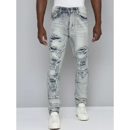 WAIMEA Men Hollywood Skinny Fit Highly Distressed Heavy Fade Stretchable Jeans-picture-20