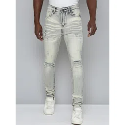 WAIMEA Men Hollywood Skinny Fit Mildly Distressed Heavy Fade Stretchable Jeans-picture-38