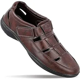 walkaroo Men's Stylish Roman Sandals Hook & Loop with Velcro Strap for Formal and Casual Footwear - WF6269-picture-15