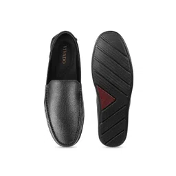 WALKWAY by Metro Men Black Leather Slip-On Loafers image 5