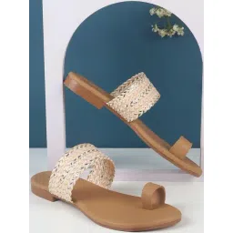 Walkway Women's Beige Toe Ring Sandals-picture-21