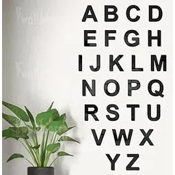 Wall1ders A to Z Alphabet Mirror Stickers for Wall, Acrylic Decor, Wall Stickers for Hall, Bed Room, Kitchen (Black)-picture-16