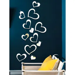 Wall1ders 24 Pieces Silver Heart Shaped Mirror Wall Stickers-picture-50